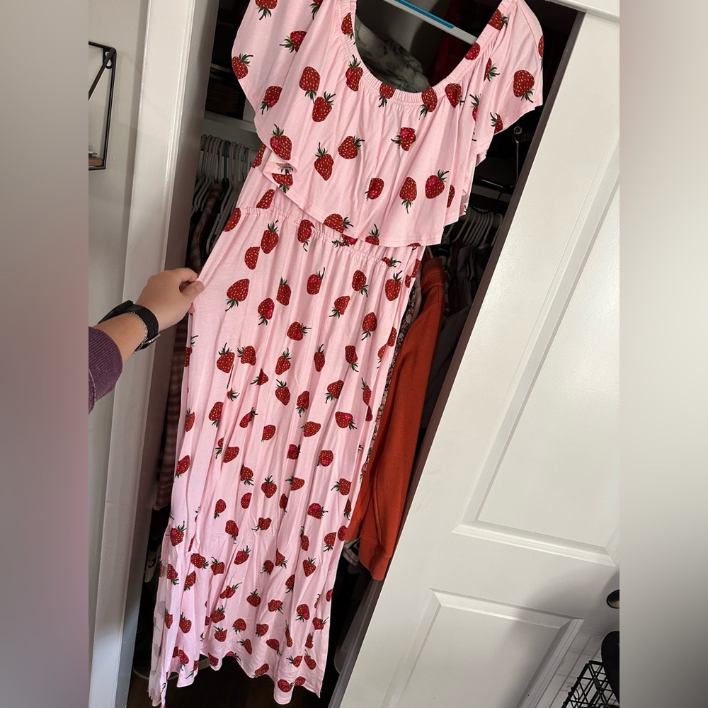 Sun dress- ankle length. Slit on the bottom